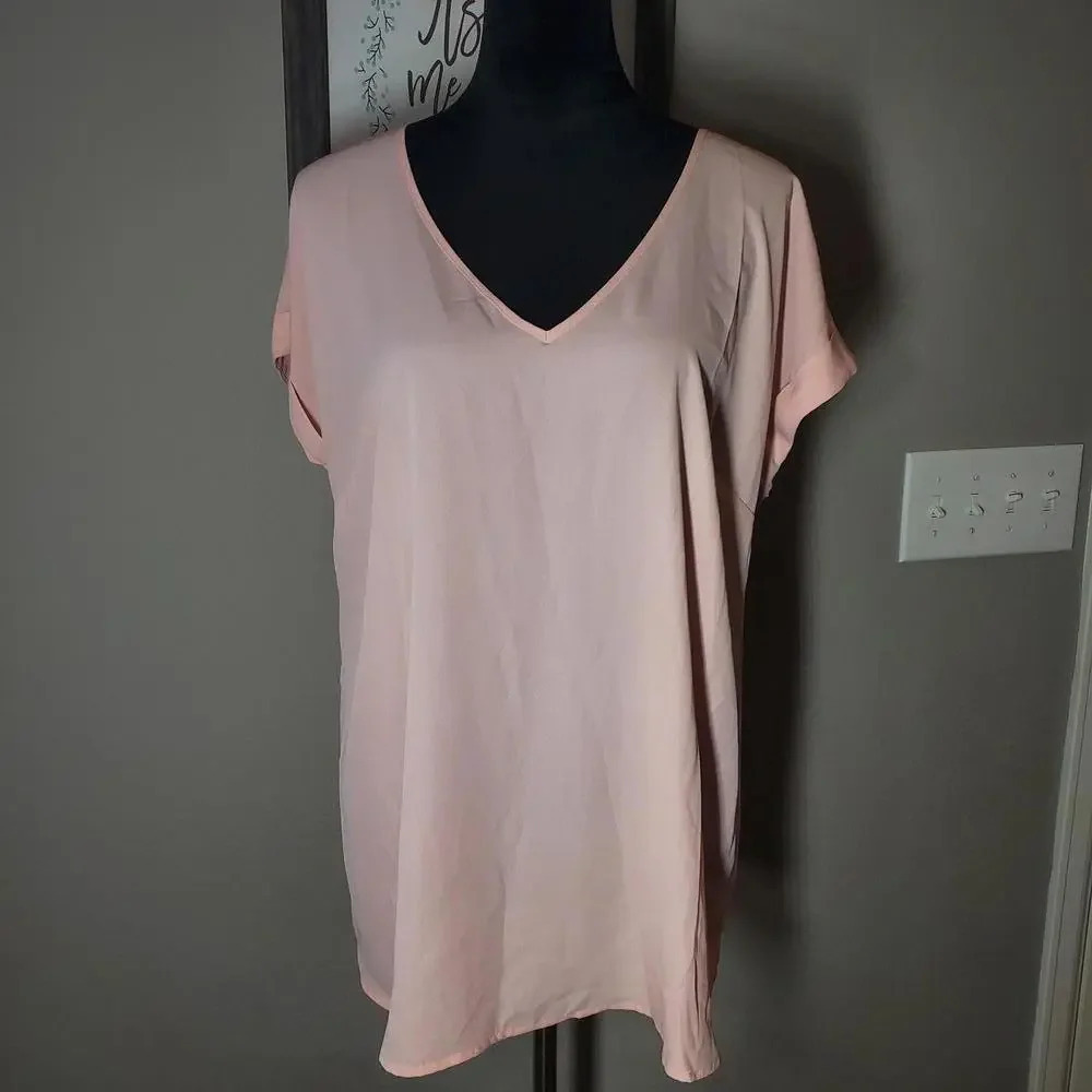 Motherhood Maternity Light Pink Sheer V-neck Blouse Size Medium